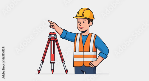 Construction worker using a surveying instrument.