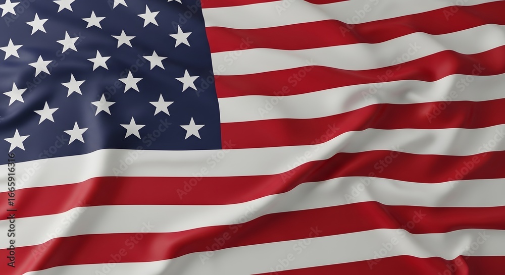 Naklejka premium The american flag, a symbol of the united states of america, featuring stars and stripes, representing patriotism, freedom, and democracy