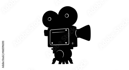 Vintage Movie Camera Silhouette Icon Illustration