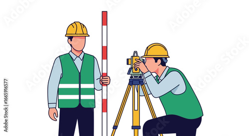 Surveyors at Work Professional Team Measuring Land with Precision Tools