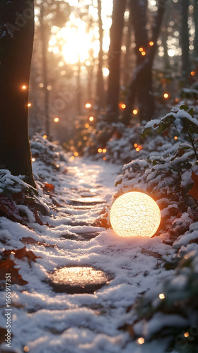 Snowy Forest Path Illumination