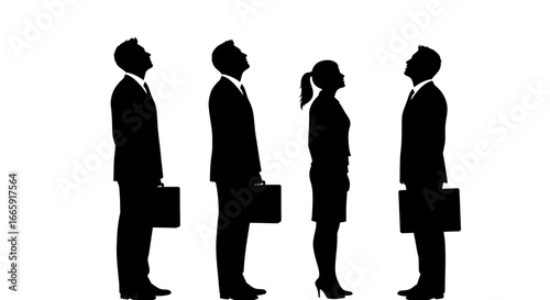 Business People in Line Silhouette