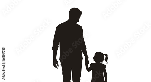 Father and Daughter Holding Hands Silhouette