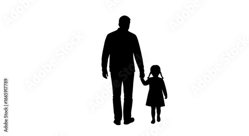 Father and Daughter Walking Silhouette