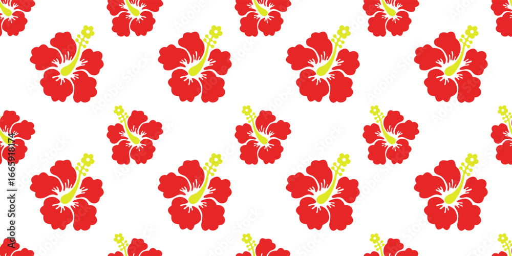 Obraz premium Hibiscus flower Hawaiian tropical seamless pattern. nature floral abstract back ground. 