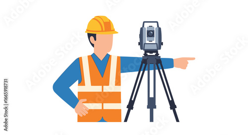 Surveyor using a total station for precise land measurement.