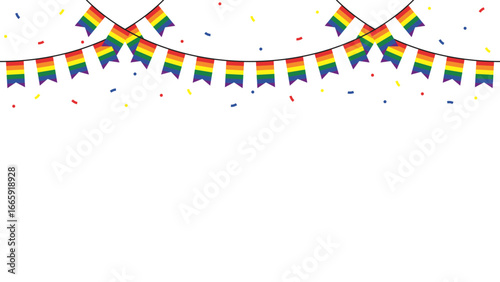 Seamless rainbow colored party buntings. LGBTQI concept. Flat design illustration.	