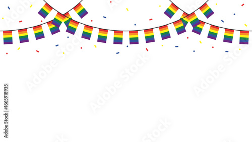 Seamless rainbow colored party buntings. LGBTQI concept. Flat design illustration.	