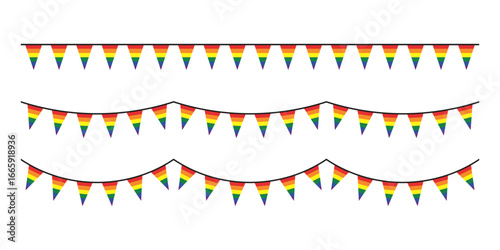 Seamless rainbow colored party buntings. LGBTQI concept. Flat design illustration.	