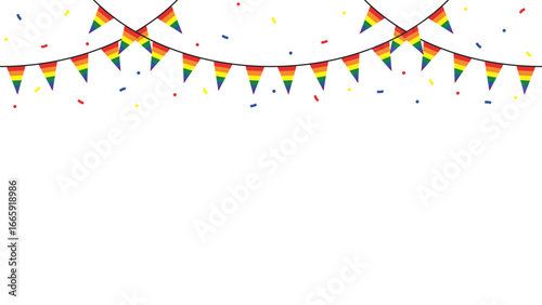 Seamless rainbow colored party buntings. LGBTQI concept. Flat design illustration.	