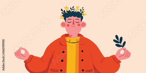A tranquil individual finds inner peace and balance through meditation. A serene figure embodying harmony. Embracing mindfulness.