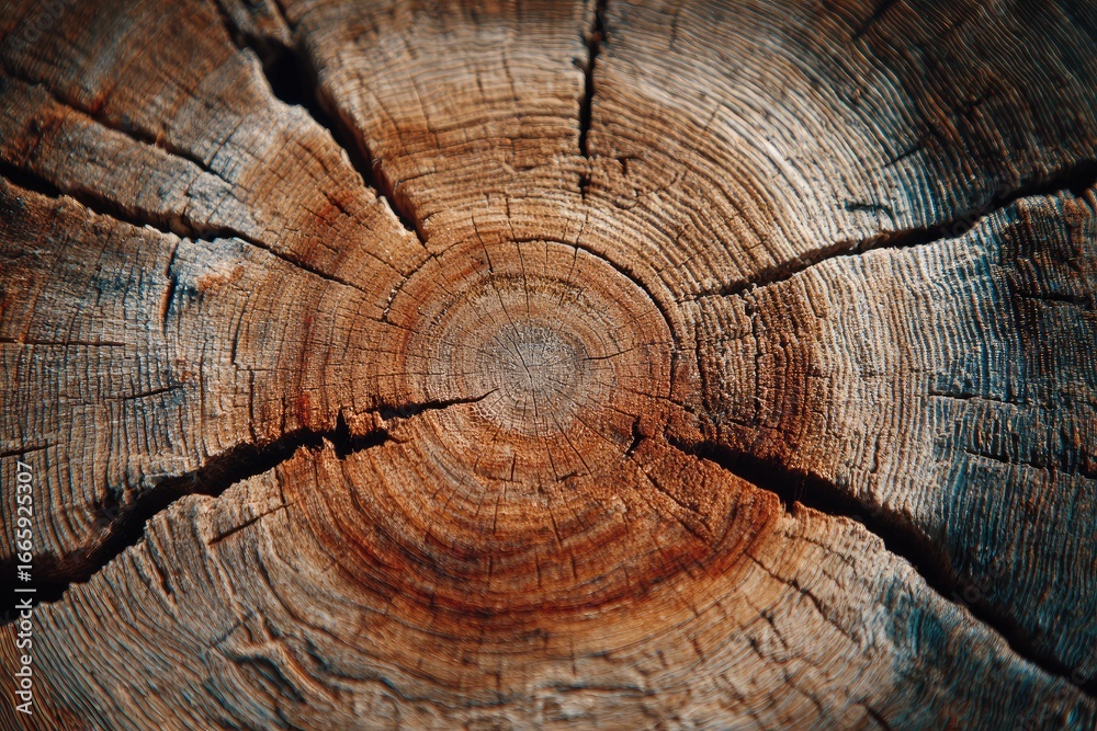 Fototapeta premium Close-up of a weathered tree trunk cross-section (2)