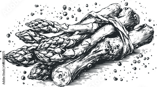 Bunch of Fresh Asparagus Tied with Twine