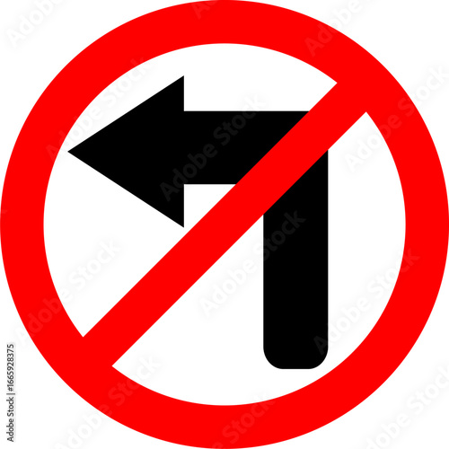 Vector illustration of a no left turn road sign 