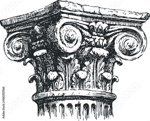 Intricate Ionic Capital From Ancient Architecture