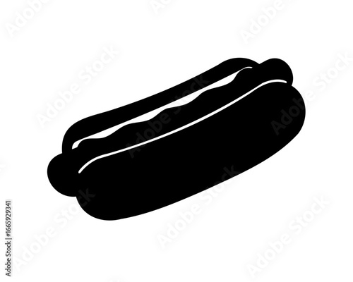 Simple hot dog illustration on a white background with delicious toppings