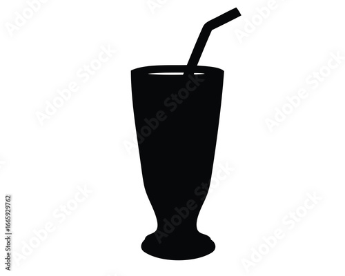 Elegant silhouette of a refreshing drink in a tall glass with straw