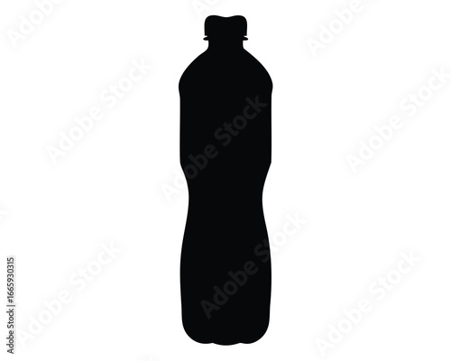 Silhouette of a Plastic Bottle Depicting Recycling and Environmental Concerns