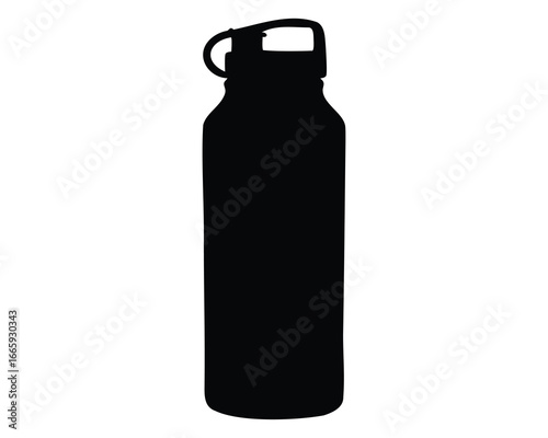 Black silhouette of a reusable insulated water bottle for staying hydrated