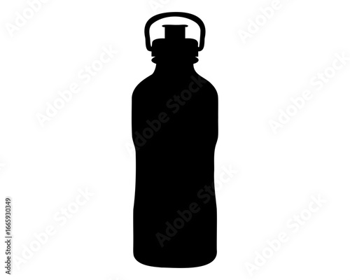 Silhouette of a tall, narrow water bottle with a handle on top