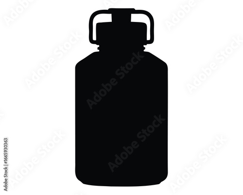 Silhouette of a Growler Bottle with Top Handle in Black and White