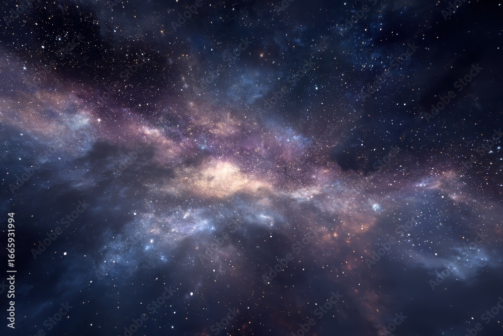 Obraz premium Stunning night sky filled with stars and nebula showcasing the vastness of the universe above a serene landscape on a clear night