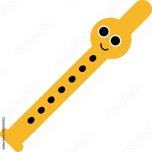 Cute flute with happy face and musical cartoon design Vector illustration