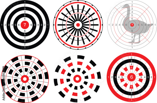 Set of different targets set of targets isolated Targets for shooting Archery, Darts board vector eps file 