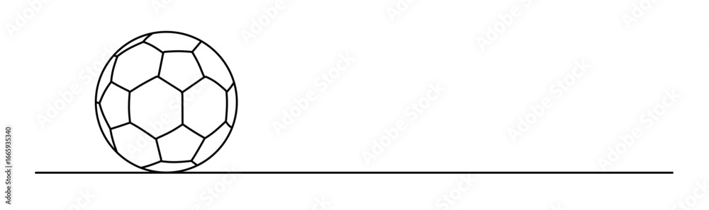 Fototapeta premium Continuous line art of a soccer ball with curved and twisting lines. Concept of a most popular sport. Vector illustration.