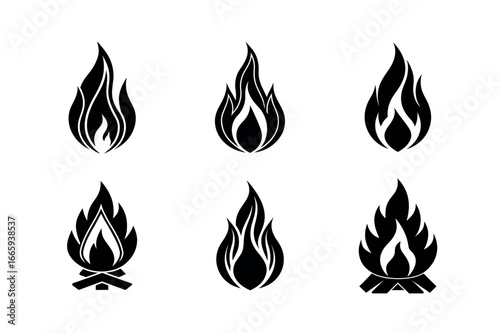 Fire and Flame Icon Set, Vector Illustration