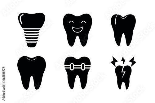 Tooth and Dental Icon Set, Vector Illustration