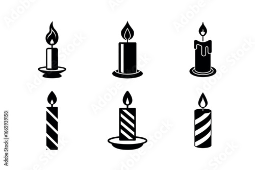 Candle Icon Set, Vector Illustration