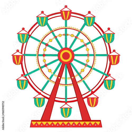 Festive christmas carnival scene with ferris wheel and lights isolated on white background isolated on transparent background
