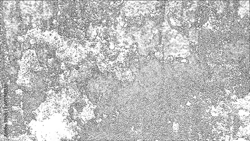 Abstract grunge texture with distressed concrete-like surface in monochrome grayscale tones. Design rough, weathered, and uneven speckled patterns. Worn stone, peeling paint, or eroded wall surfaces.