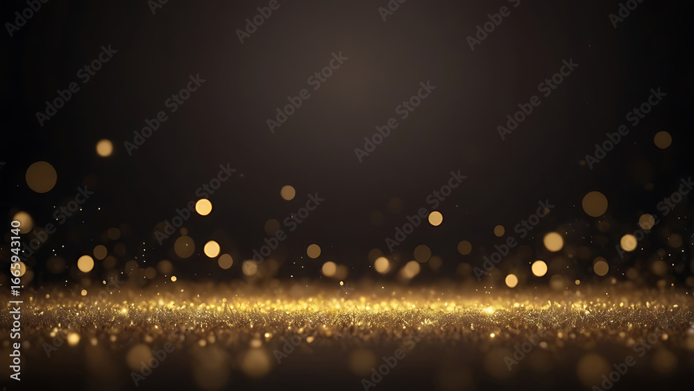 Obraz premium Dark Background with Elegant Golden Bokeh Glow, Clean and Minimal, AI