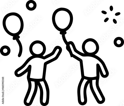 Children celebrating christmas party with colorful balloons isolated on white background isolated on transparent background