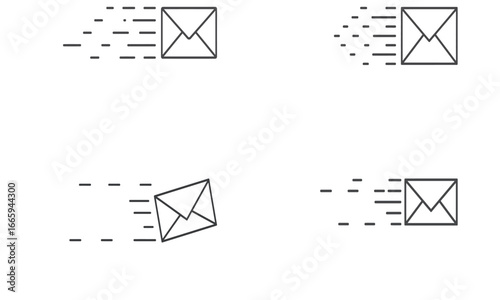 Fast mail delivery message icon illustration isolated on white background 
