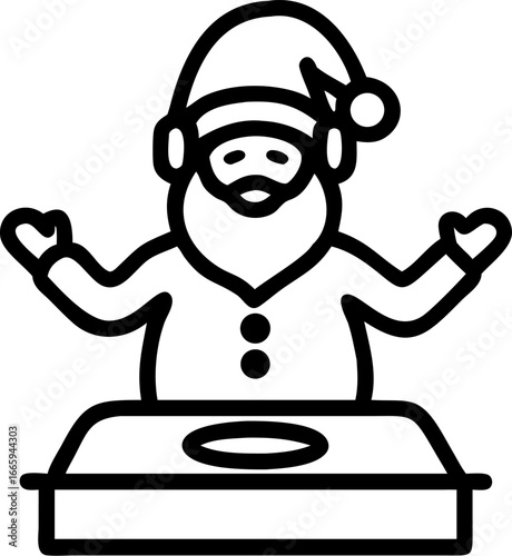 Santa claus djing at a festive party with turntables isolated on white background isolated on transparent background
