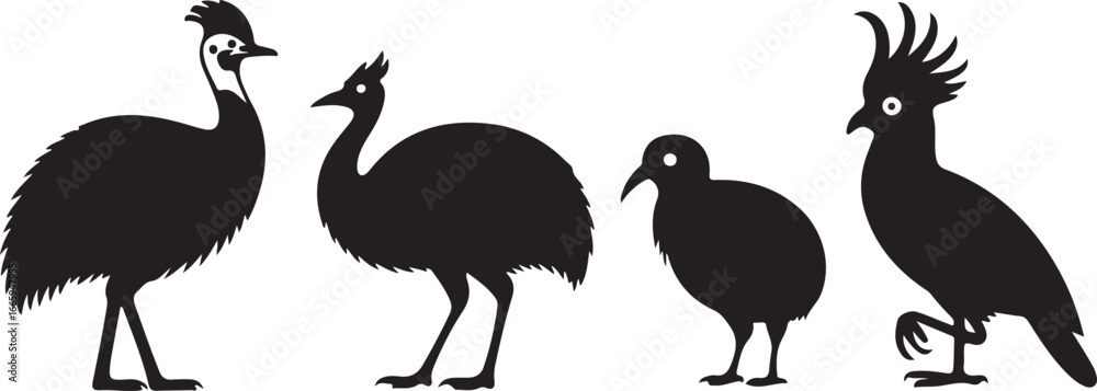 Fototapeta premium Exotic Bird Silhouette Vector Art