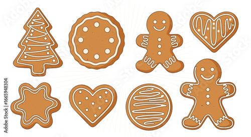 Delicious festive decorated gingerbread cookies for holiday celebrations