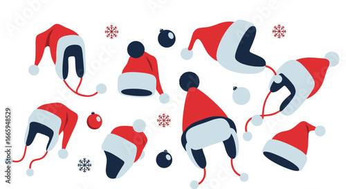 Collection of festive christmas hats for holiday celebrations and winter fun