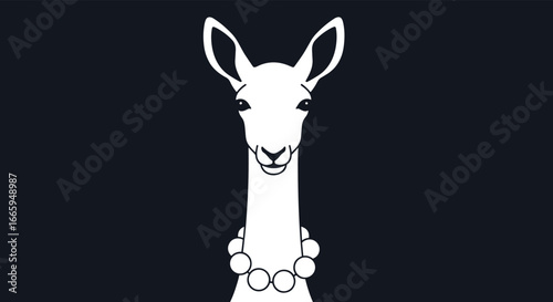 Whimsical llama with festive neckwear appears playfully on dark background
