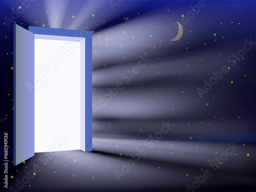 Open Door in the space, universe, background