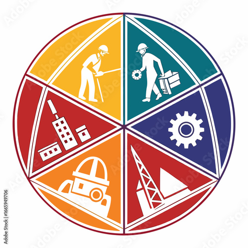 Vector art of industry and engineering sector icons