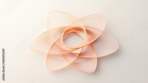 A digital illustration of a flower-like shape composed of overlapping, curved lines in a peach or light orange color.