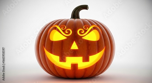 Spooky glowing jack-o'-lantern with menacing face for Halloween