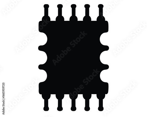 Detailed silhouette of a dual inline package integrated circuit with multiple pins