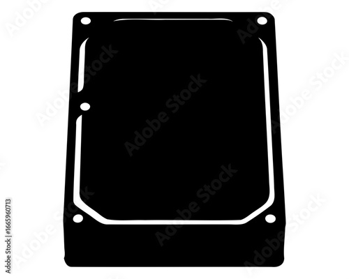 Black and White Illustration of a Rectangular Box with Rounded Corners