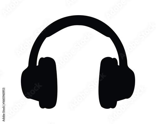Headphones silhouette on white background offers a simple design illustration idea
