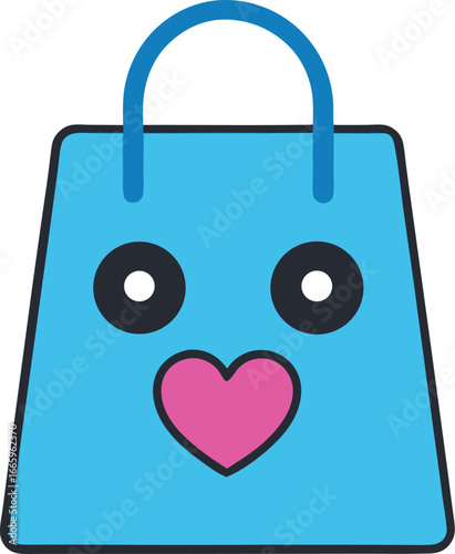 Cute shopping bag with hearts and playful gift art Vector illustration